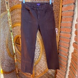 NYDJ Straight Leg Stretch Jeans in Rich Brown Size 12 Rhinestone High Waisted